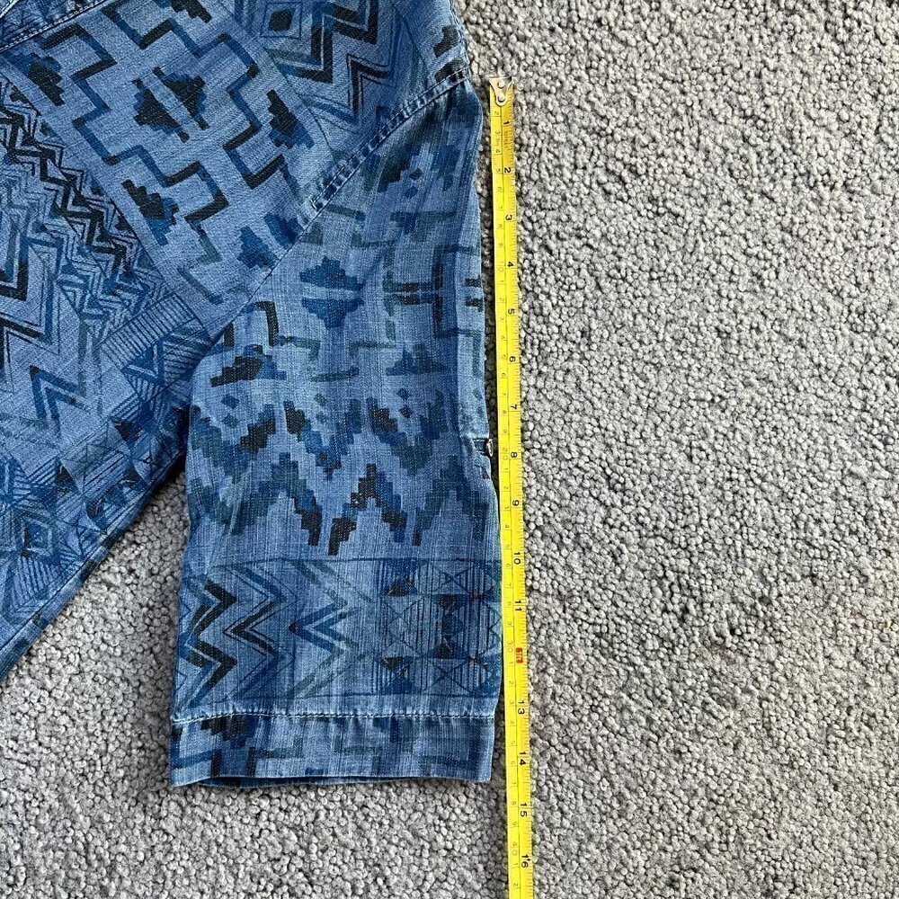 Philosophy Southwestern Aztec Navajo Print Chambray Popover Shirt Dress - Size S - Picture 10 of 14